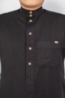 Black Classic Band Collar Thobe