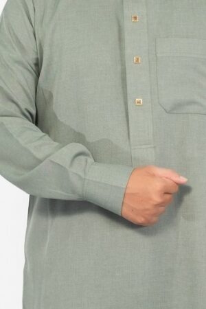 Olive Green  Classic Band Collar Thobe