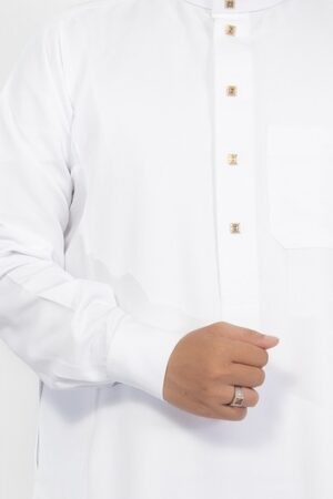 White Classic Band Collar Thobe
