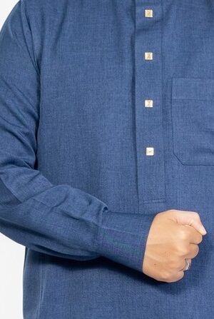 Blue Classic Band Collar Thobe